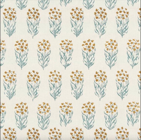 1.1 Yards Penny Morrison Kalindi Blue and Yellow Decorator Fabric