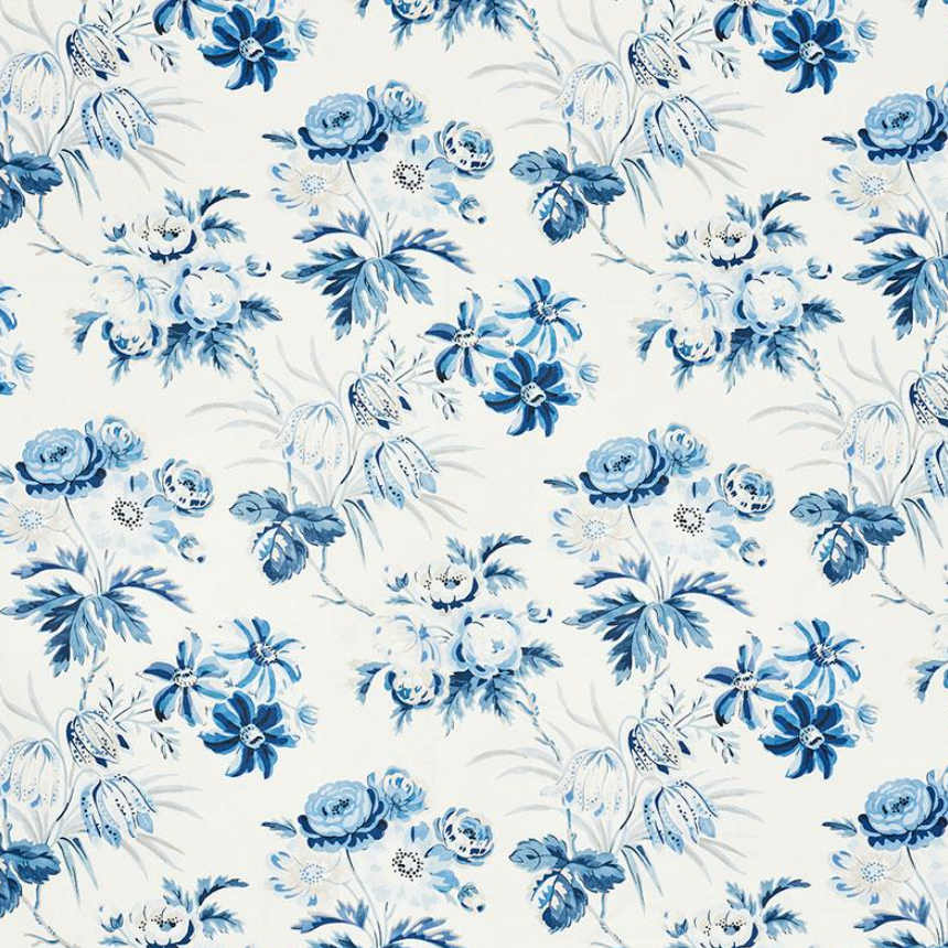 4.5 Yards Schumacher Cecil Chintz Delft Decorator Fabric – Savvy Swatch