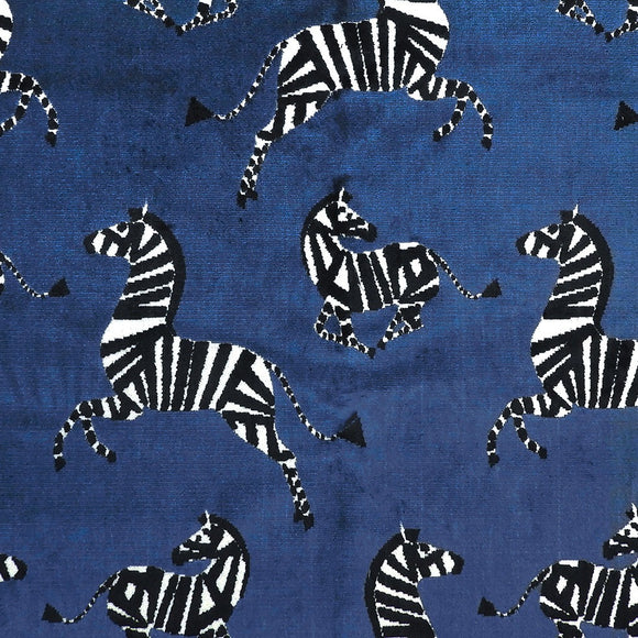 Farlowe Sapphire Zebra Velvet Decorator Fabric