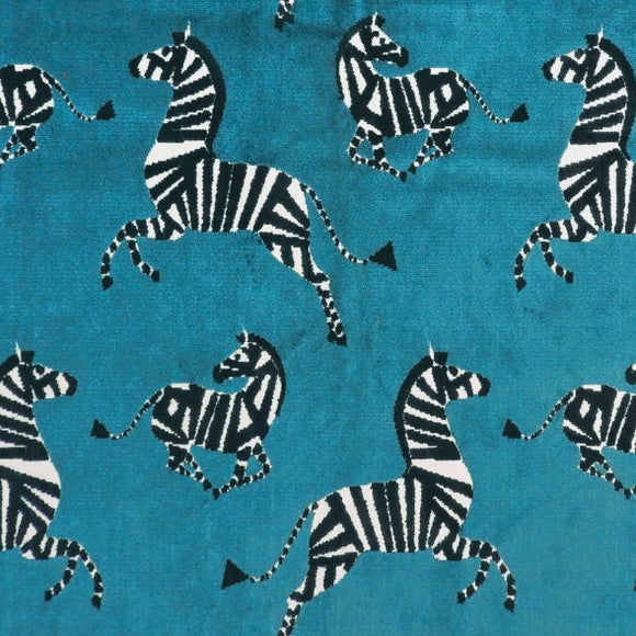 Farlowe Teal Zebra Velvet Decorator Fabric
