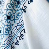 Lacefield Border Panel Navy Decorator Fabric