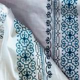 Lacefield Border Panel Teal Decorator Fabric