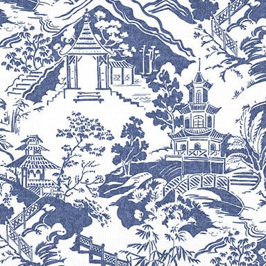 Belle Maison Midori Indigo Asian Toile Decorator Fabric
