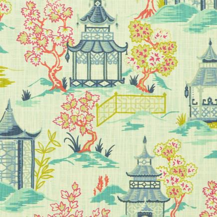 Covington Shoji Summer Asian Pagoda Scene Fabric