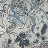 Phoenix Blue/Grey Mica Meadowlark Decorator Fabric Jacobean Floral