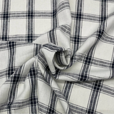 P Kaufman Preston Domino Black Check Windowpane 100% Linen Decorator Fabric