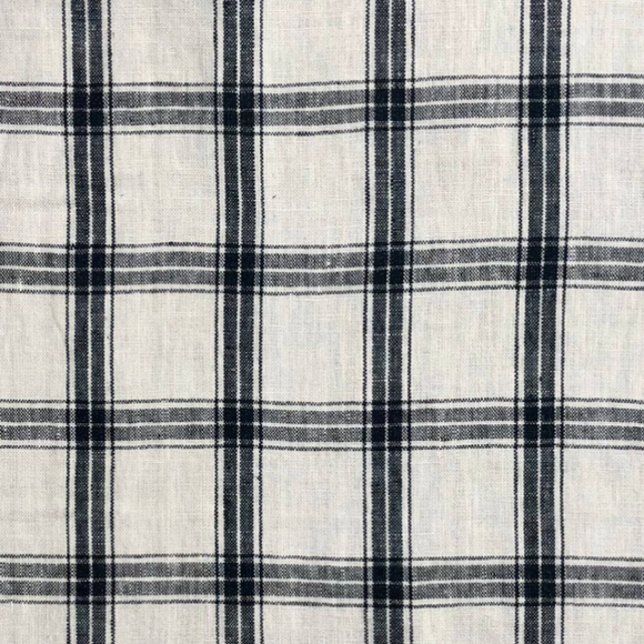 P Kaufman Preston Domino Black Check Windowpane 100% Linen Decorator Fabric