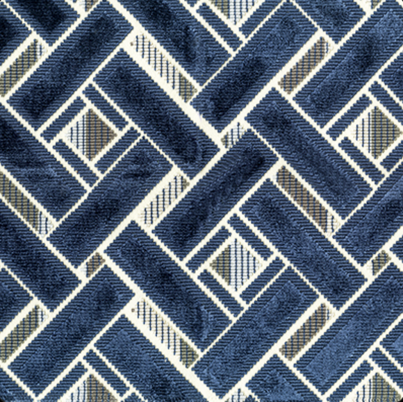 King Textiles Crossing Indigo Cut Velvet Decorator Fabric