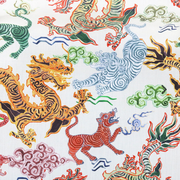 Hamilton Himalaya Natural Tiger Dragon Decorator Fabric