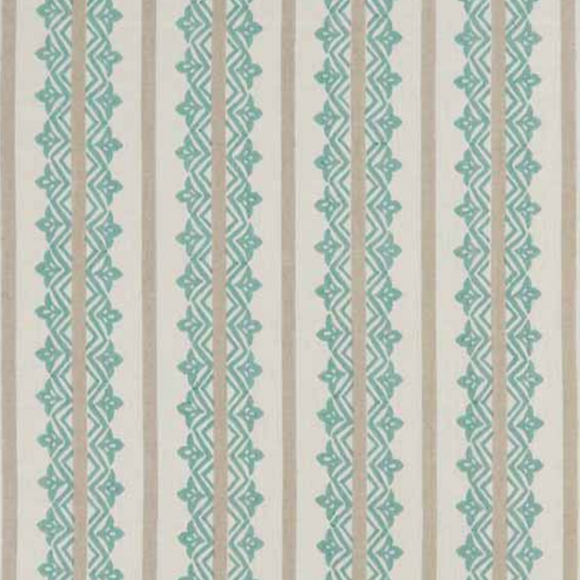 1.8 Yards Nina Campbell Basholi 03 Fabric NCF4403-03 Aqua Linen Decorator Fabric