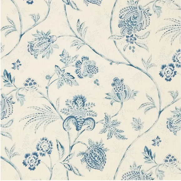 2 Yards Schumacher's Chinoiserie Vine China Blue Decorator Fabric