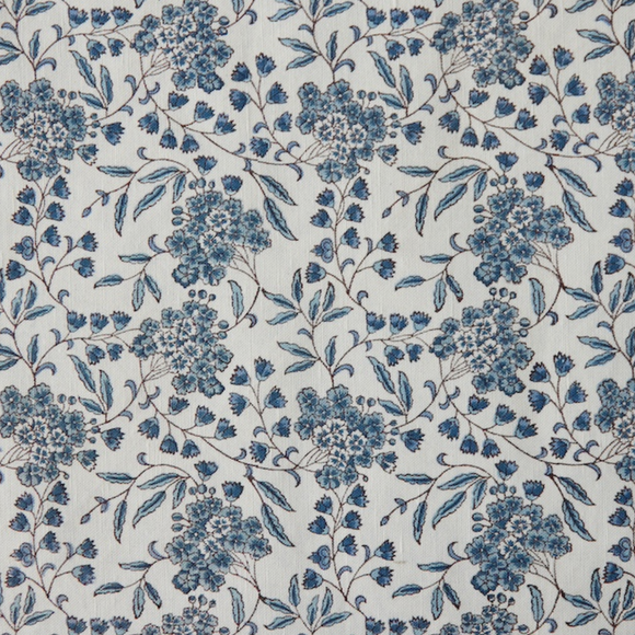 3 Yards Cassandra Harper Cherry Blossom Indigo on Ivory Decorator Fabric