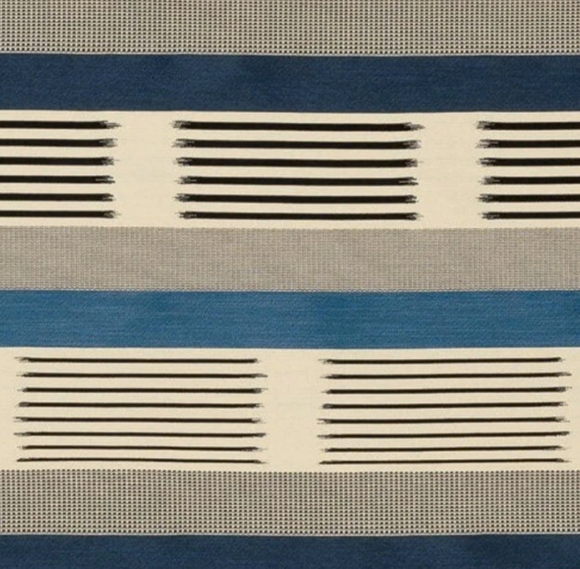 1.9 Yards Knoll Ikat Stripe Atlantic Decorator Fabric