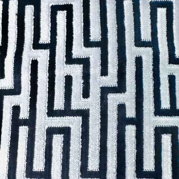 De Leo Eliza Tuxedo 11680-M1193 Geometric Cut Velvet Decorator Fabric