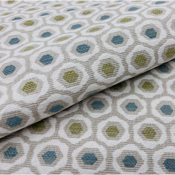 1.7 Yards Jane Churchill Geometric Honeycomb Fabric- Cornelia Aqua Green  J705F-01 Decorator Fabric