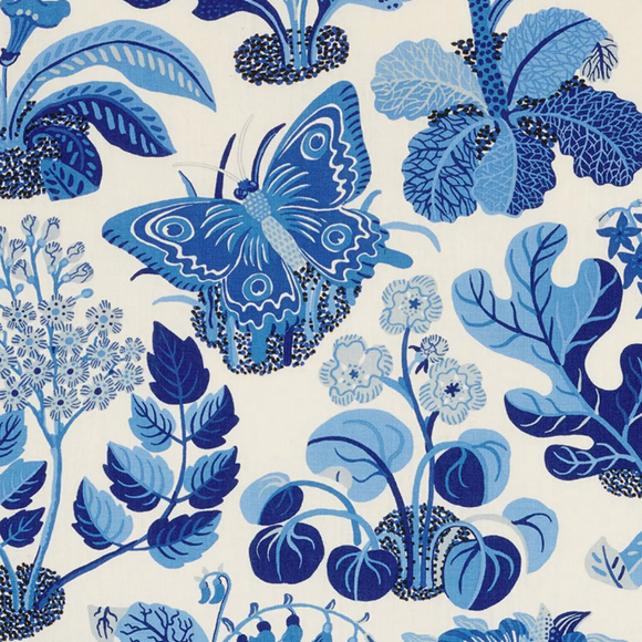 1.45 Yards Schumacher Exotic Butterfly Marine Decorator Fabric