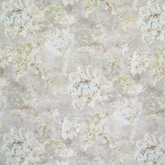 2.75 Yards Stone Harbor Gray Floral Cotton Upholstery Fabric by the Yard