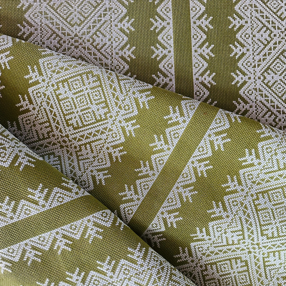 Kogin Stripe Lime Decorator Fabric
