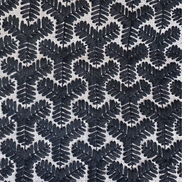 1.75 Yards Groundworks Chengtudoor Embroidered Black/Linen Decorator Fabric