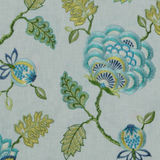 Covington Wheaton Embroidered Drapery Fabric in 548-Isle Waters Decorator Fabric - Savvy Swatch