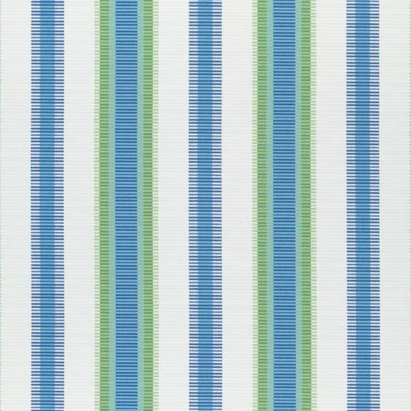 2.6 Yards of Thibaut Samba Stripe Royal Blue and Green Inside/Out Fabric