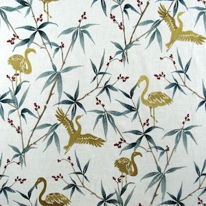 Flow of the Wind Goldenrod Embroidery Flamingo Fabric by TFA, Upholstery, Drapery, Home Accent, TFA,  Savvy Swatch