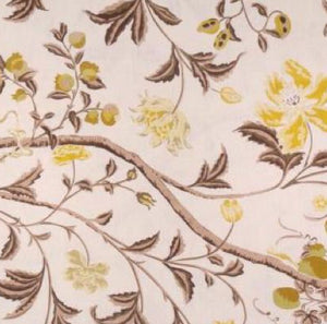 Chivasso Guernsey Genevive Printed Ochre Linen Decorator Fabric, Upholstery, Drapery, Home Accent, Golding,  Savvy Swatch