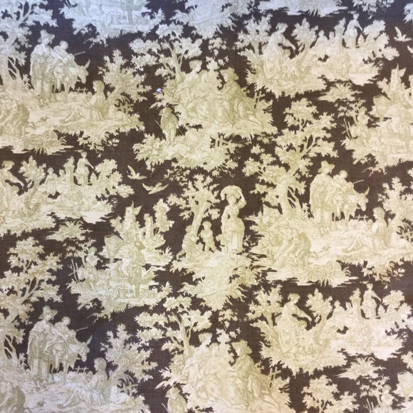Waverly Rustic Life Toile Brown Decorator Fabric, Upholstery, Drapery, Home Accent, Waverly,  Savvy Swatch