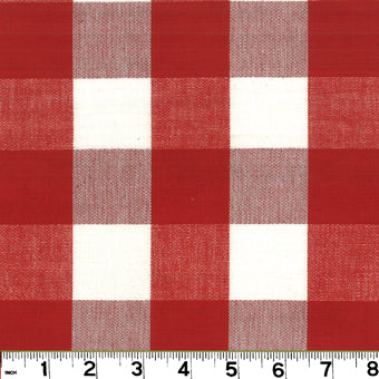 Roth and Tompkins Lyme Berry and White Check Fabric