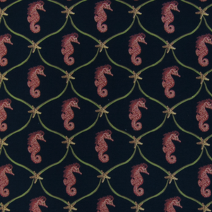 Greenhouse B2711 Black Seahorse Decorator Fabric
