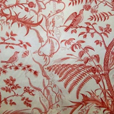 Brunschwig and Fils Bird and Thistle Red Cotton Print Decorator Fabric 79431-166