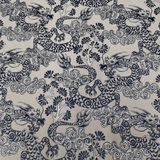 De Leo Imperial Classic Blue Dragon Cut-Velvet Epingle Decorator Fabric