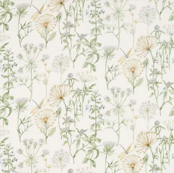 4.9 Yards Wild Angelica Silver Spring Leaf Decorator Fabric
