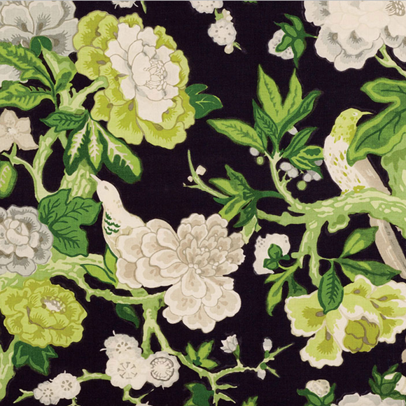 Schumacher Bermuda Blossoms - Jet  175873 Decorator Fabric