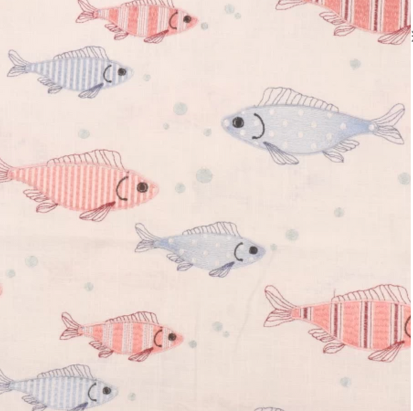 Fish Tales Embroidered Decorator Fabric by Golding