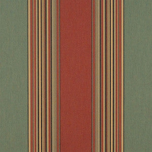 Sunbrella® Awning Stripe 4969‑0000 Henna Fern Vintage 46" Outdoor Fabric
