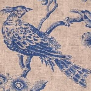 Golding Avalon Printed Linen Blend Drapery Fabric in French Blue 9.9 yards, Upholstery, Drapery, Home Accent, Golding,  Savvy Swatch
