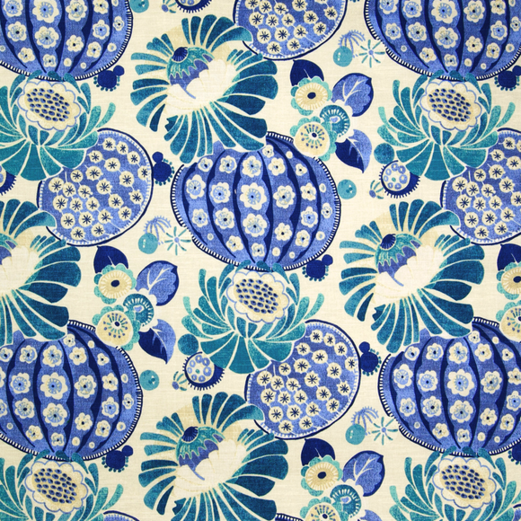 Waverly P K Lifestyles Copacabana Azure Floral Fabric, Drapery, Home Accent, Light Upholstery, Waverly,  Savvy Swatch
