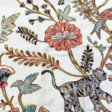 Vibrant Multi-Color Wilderness Crewel Embroidery On White Fine Cotton Knit Backed EMB19171