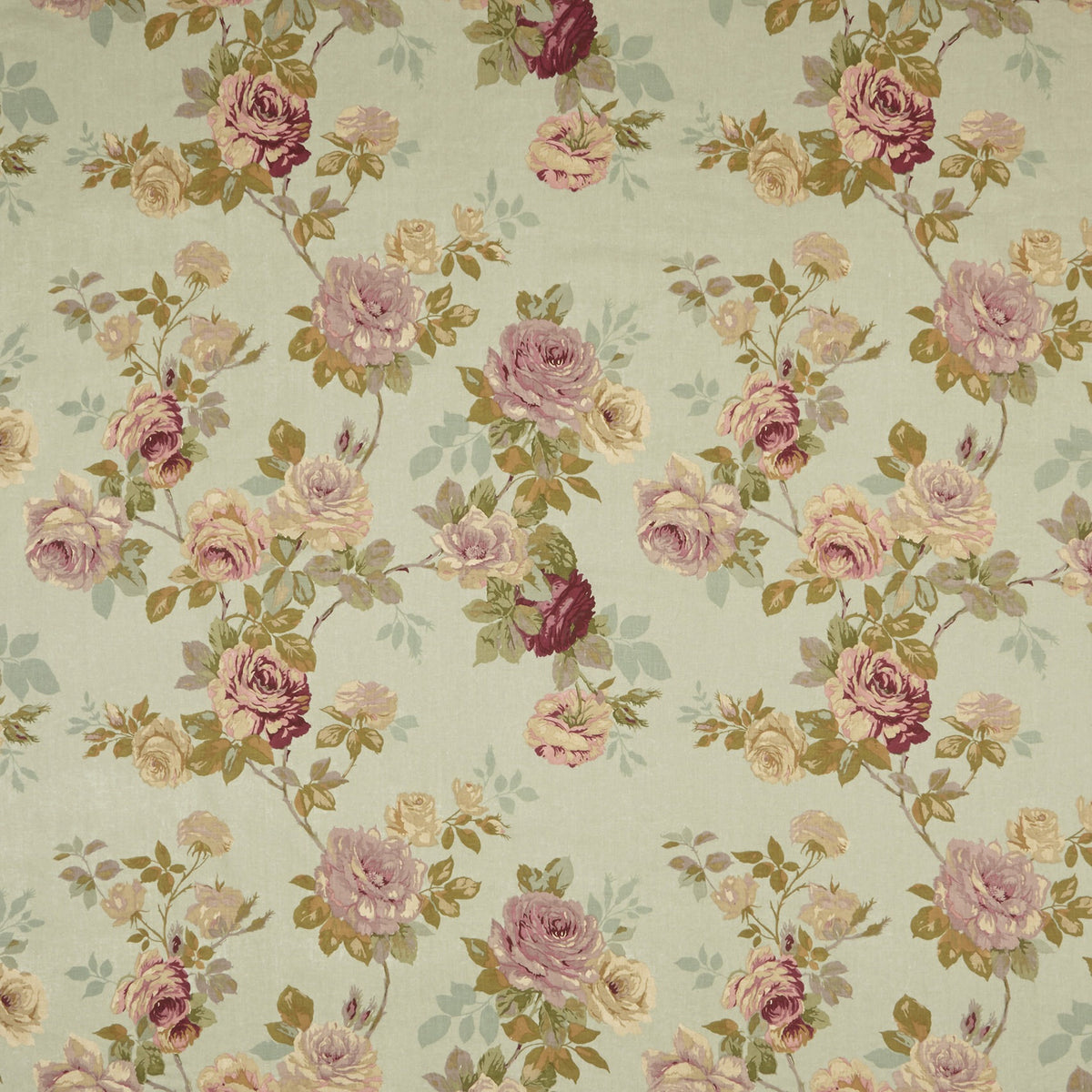 English Rose in Linen Wash Old Blue Decorator Fabric by Edinburgh Weav ...