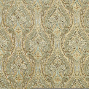 Waverly Karaj Paisley Mineral Fabric, Upholstery, Drapery, Home Accent, P/K Lifestyles,  Savvy Swatch