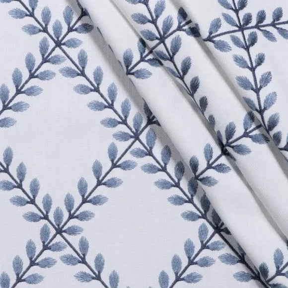 Clover Lane in Porcelian Embroidered Decorator Fabric