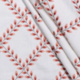 Clover Lane in Coral Embroidered Decorator Fabric