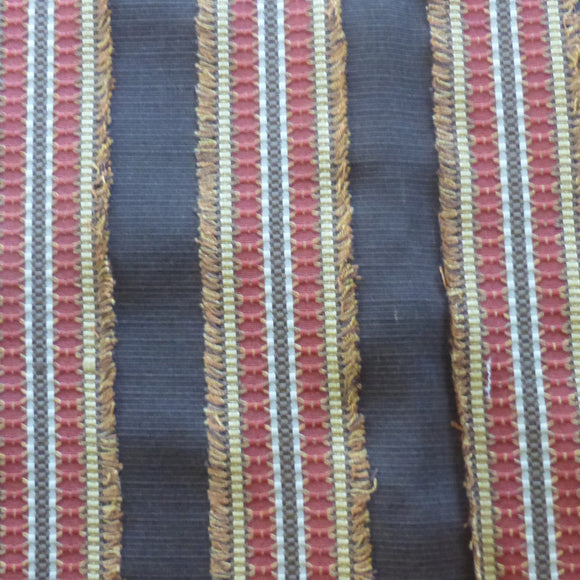 Ribbon Embellished Stripe Chocolate Home Decorator Fabric, Upholstery, Drapery, Home Accent, Richloom,  Savvy Swatch