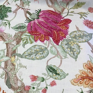 2.3 yards of Clarence House Jacobean Tree of Life Linen Fabric Orange/Pink, Upholstery, Drapery, Home Accent, Savvy Swatch,  Savvy Swatch
